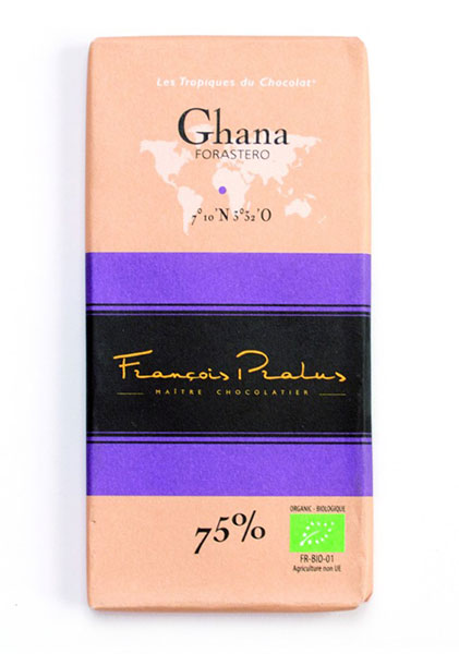 Ghana 75% Cocoa bar 100g/3.5oz - 6/cs - FE05
